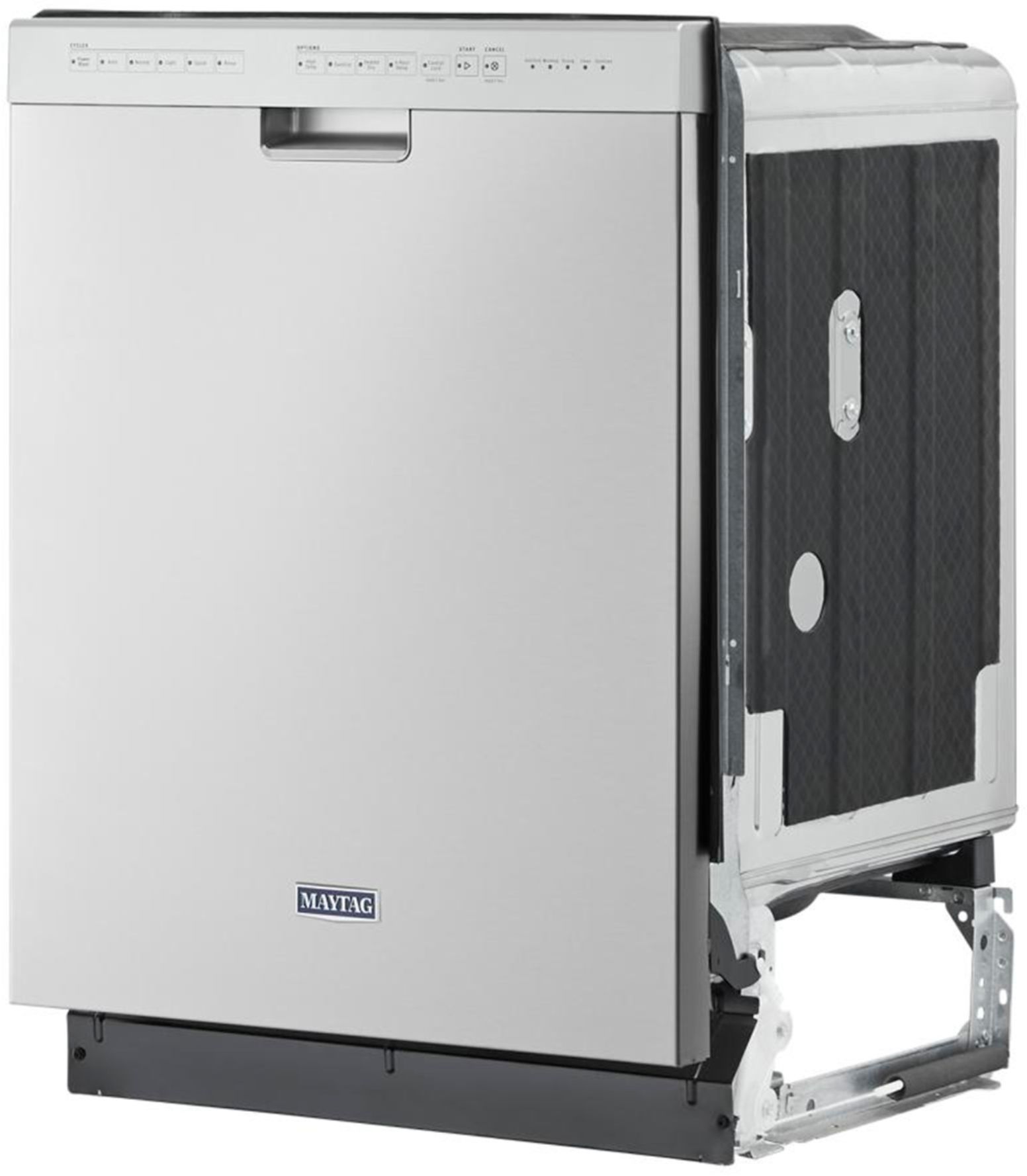 Left View: Maytag - 24" Front Control Built-In Dishwasher with Stainless Steel Tub - Stainless steel