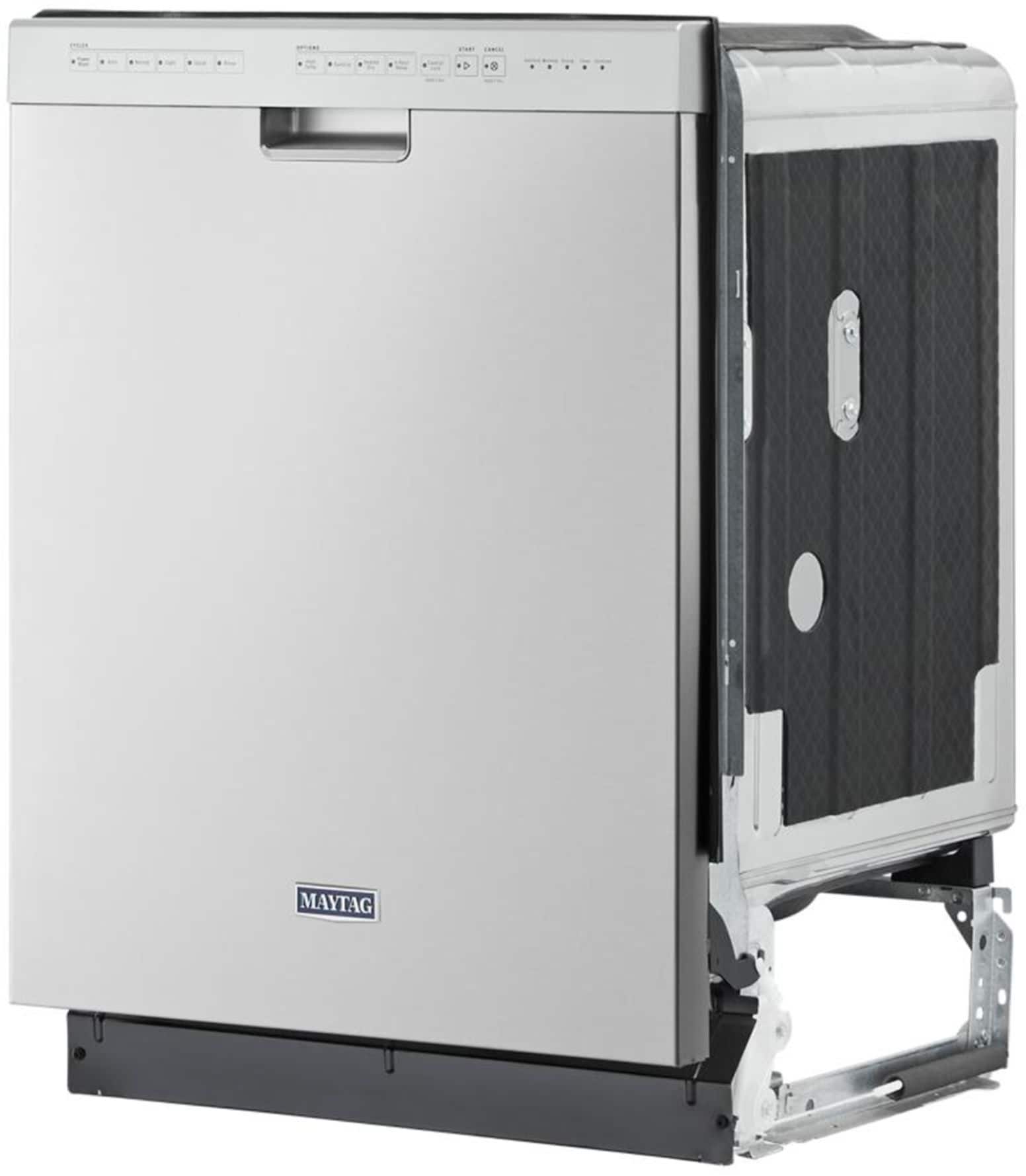Left. Maytag - 24" Front Control Built-In Dishwasher with Stainless Steel Tub - Stainless Steel.