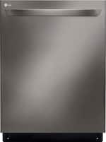 LG - 24" Top-Control Built-In Smart Wifi-Enabled Dishwasher with Stainless Steel Tub, Quadwash, and 3rd Rack - PrintProof Black Stainless Steel - Front_Standard