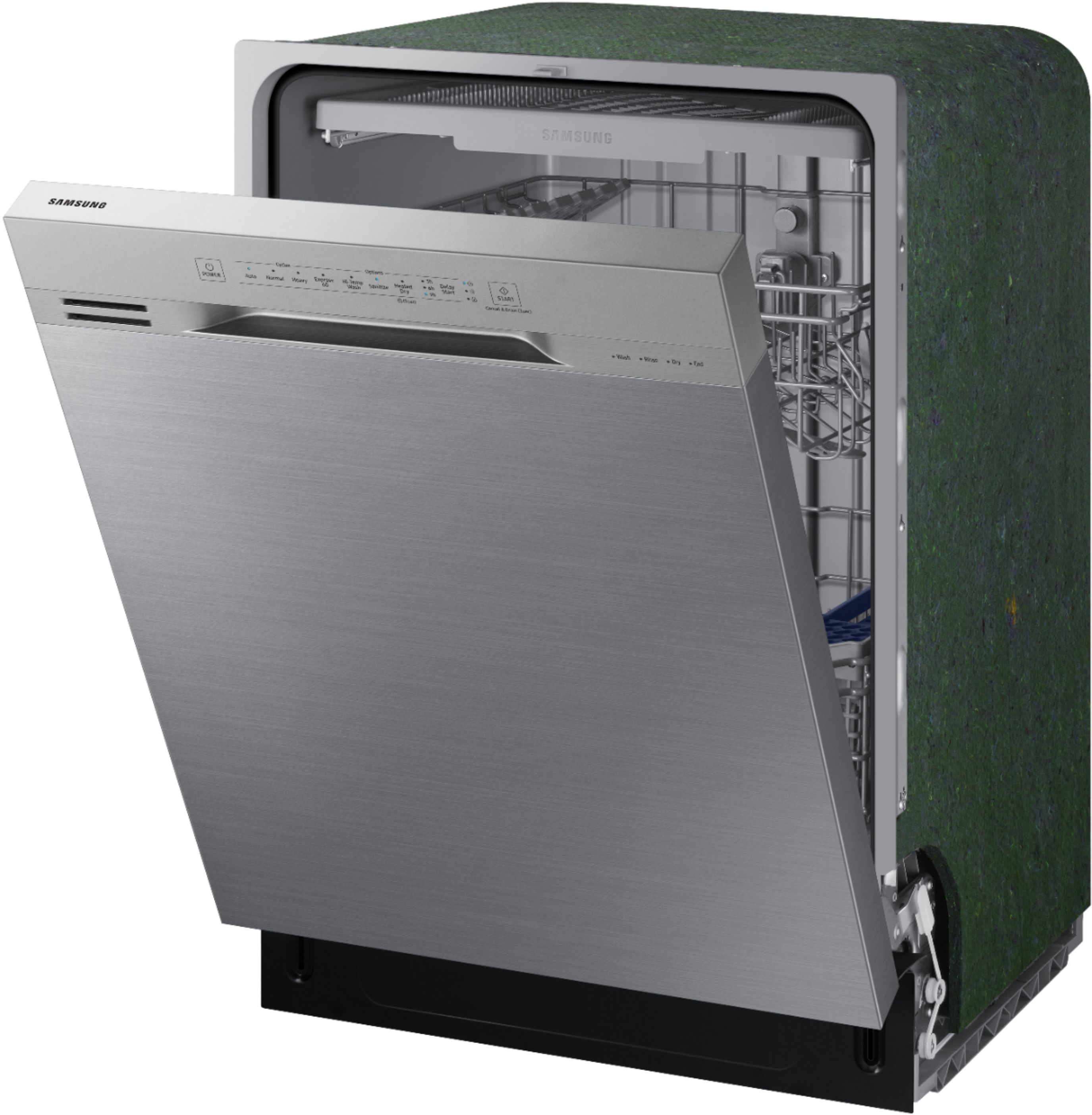 Left View: Monogram - 18" Top Control Built-In Dishwasher with Stainless Steel Tub - Stainless steel