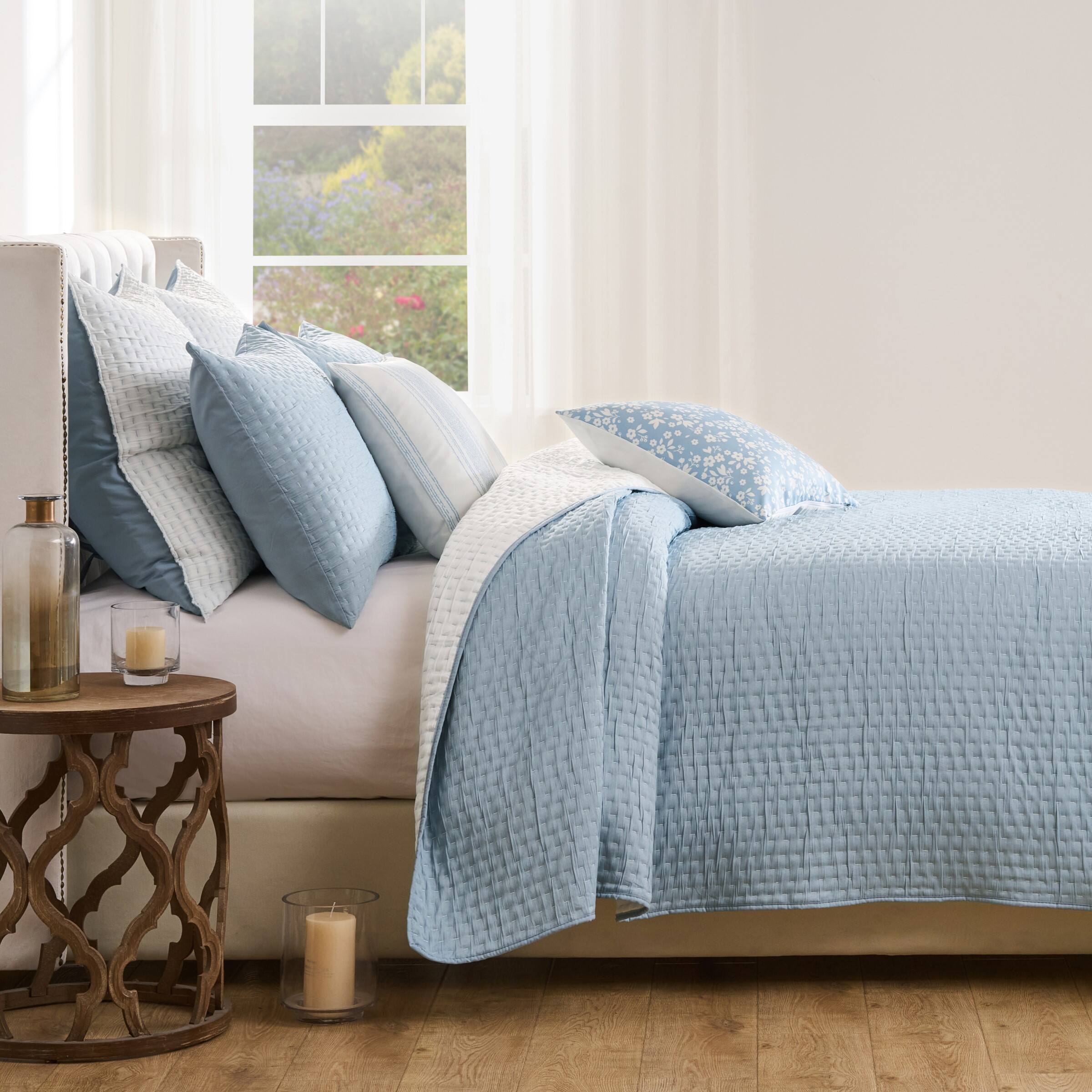 Back. BreeBe - Homestead Sky Blue Coverlet Set 3-Piece King/Cal King - Sky Blue.