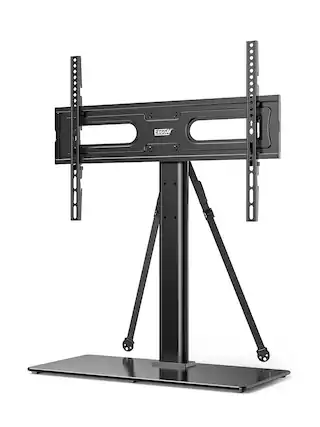 Front. ErgoAV - Tabletop TV Stand+Swivel for 40 -75" TV - Black.