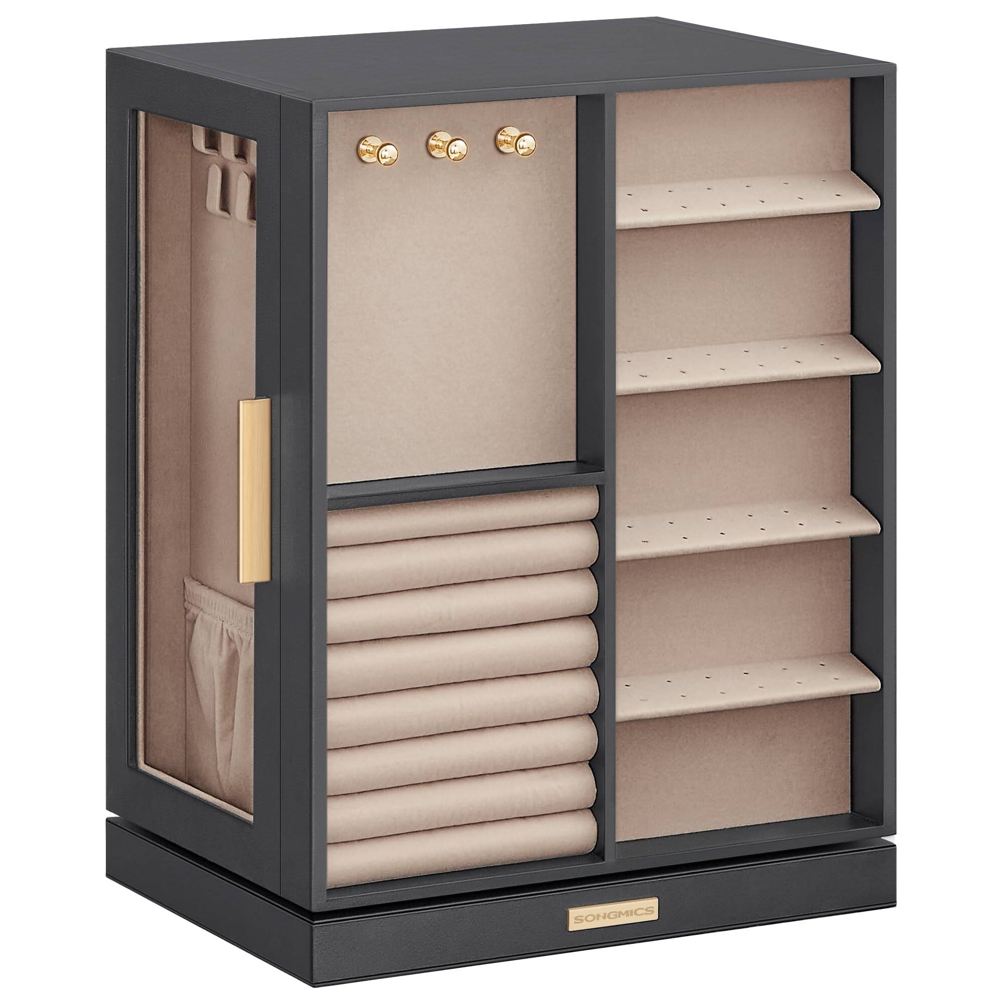 Back. Songmics Home - Jewelry Box 360 Rotating – Slate Gray - Gray.