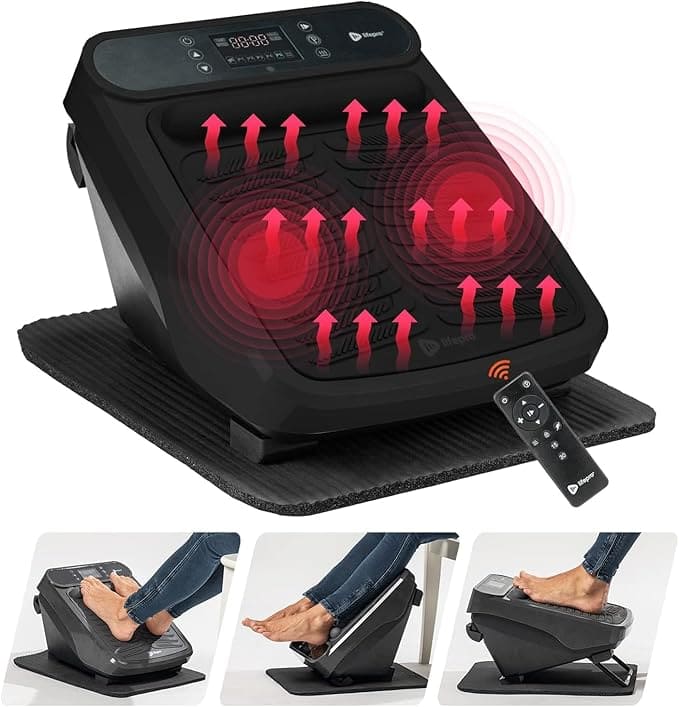 LifePro - Foot Massager for Neuropathy – Calf & Foot Massage with Heat for Pain Relief, Circulation & Relaxation - Black