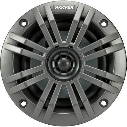 Front. KICKER - KM Series 4" 2-Way Marine Speakers with Polypropylene Cones Pair - Charcoal And White.