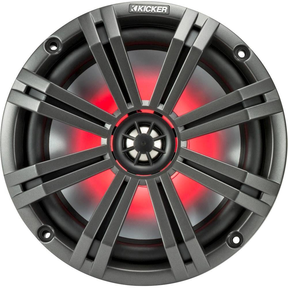 Front. KICKER - KM Series 8" 2-Way Marine Speakers with Polypropylene Cones Pair - Charcoal And White.