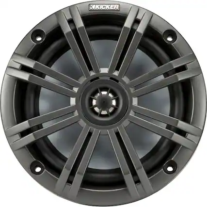 Front. KICKER - KM Series 6-1/2" 2-Way Car Speakers with Polypropylene Cones (Pair) - Charcoal And White.