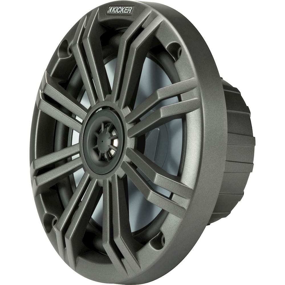 Left. KICKER - KM Series 6-1/2" 2-Way Car Speakers with Polypropylene Cones (Pair) - Charcoal And White.