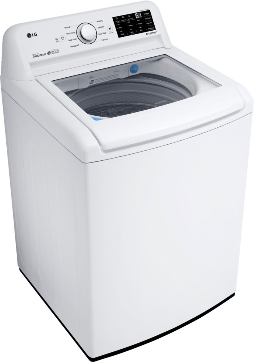 Zoom in on Angle Zoom. LG - 4.5 Cu. Ft. High-Efficiency Top-Load Washer with TurboDrum Technology - White.