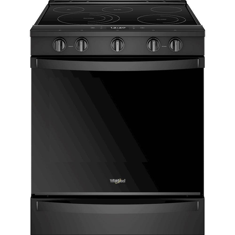 Front. Whirlpool - 6.4 Cu. Ft. Self-Cleaning Slide-In Electric Convection Range - Black.