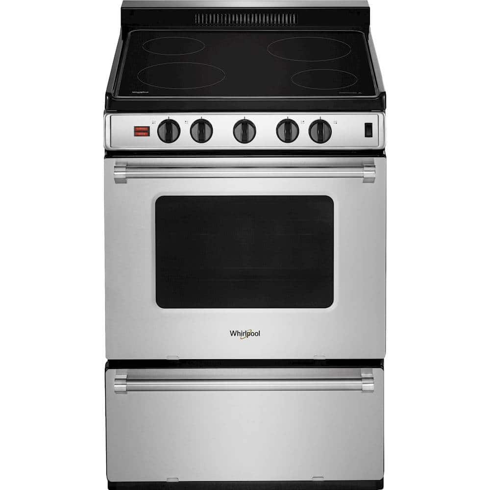 Whirlpool - 3.0 Cu. Ft. Freestanding Electric Range - Stainless Steel - Front_Zoom