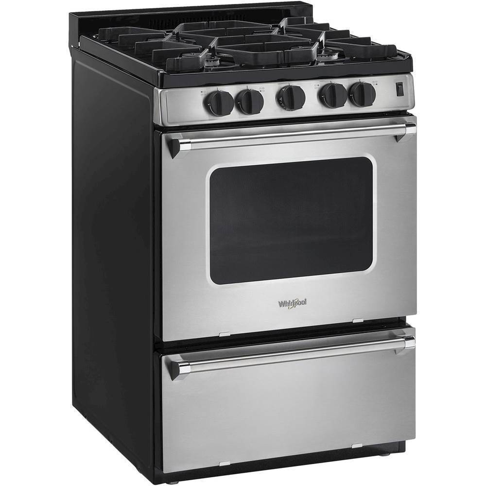 Angle View: Whirlpool - 24" Built-In Gas Cooktop - Black-on-Stainless
