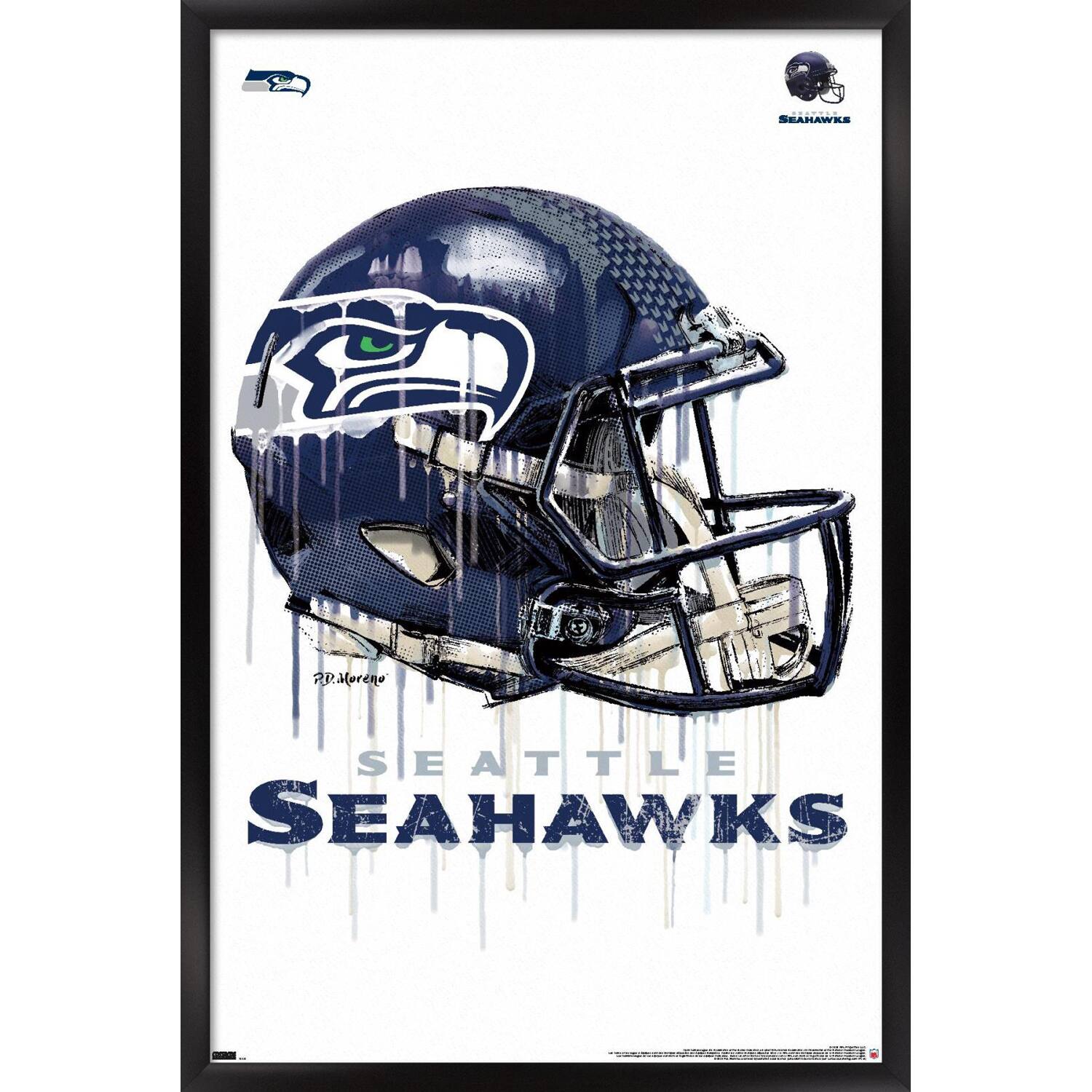 Seattle Seahawks 24.25'' x 35.75'' Framed Helmet Poster