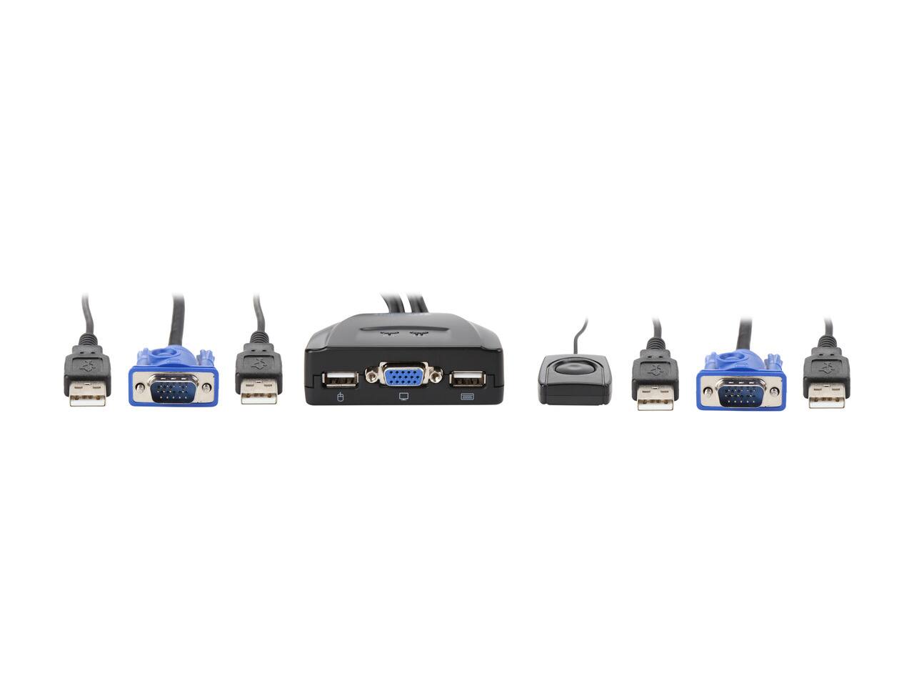 Alt View 2. Tripp Lite - 2-Port USB/VGA Cable KVM Switch with Cables and USB Peripheral Sharing - Black.