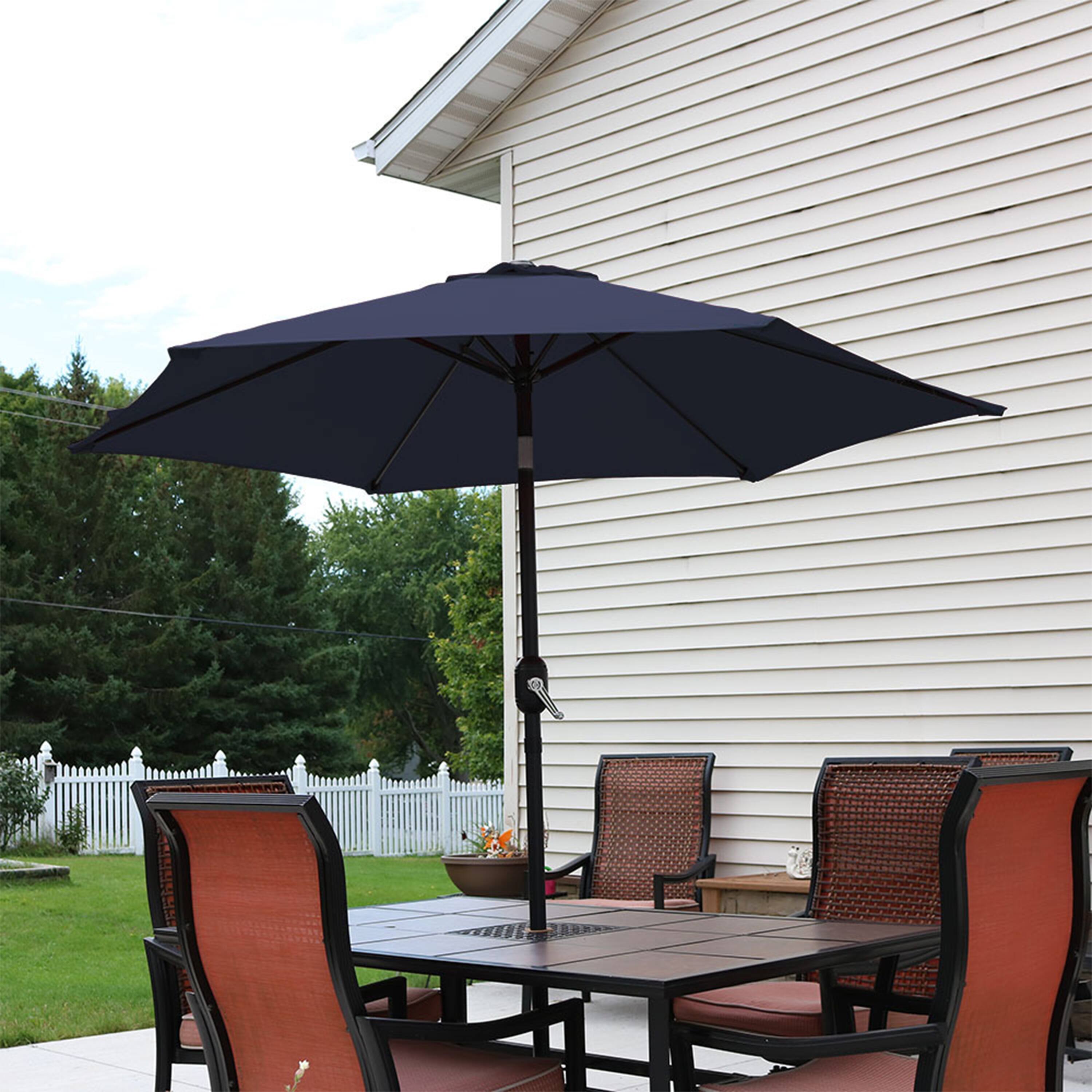 Alt View 5. Sunnydaze - 7.5 ft Aluminum Patio Umbrella with Tilt and Crank - Blue.