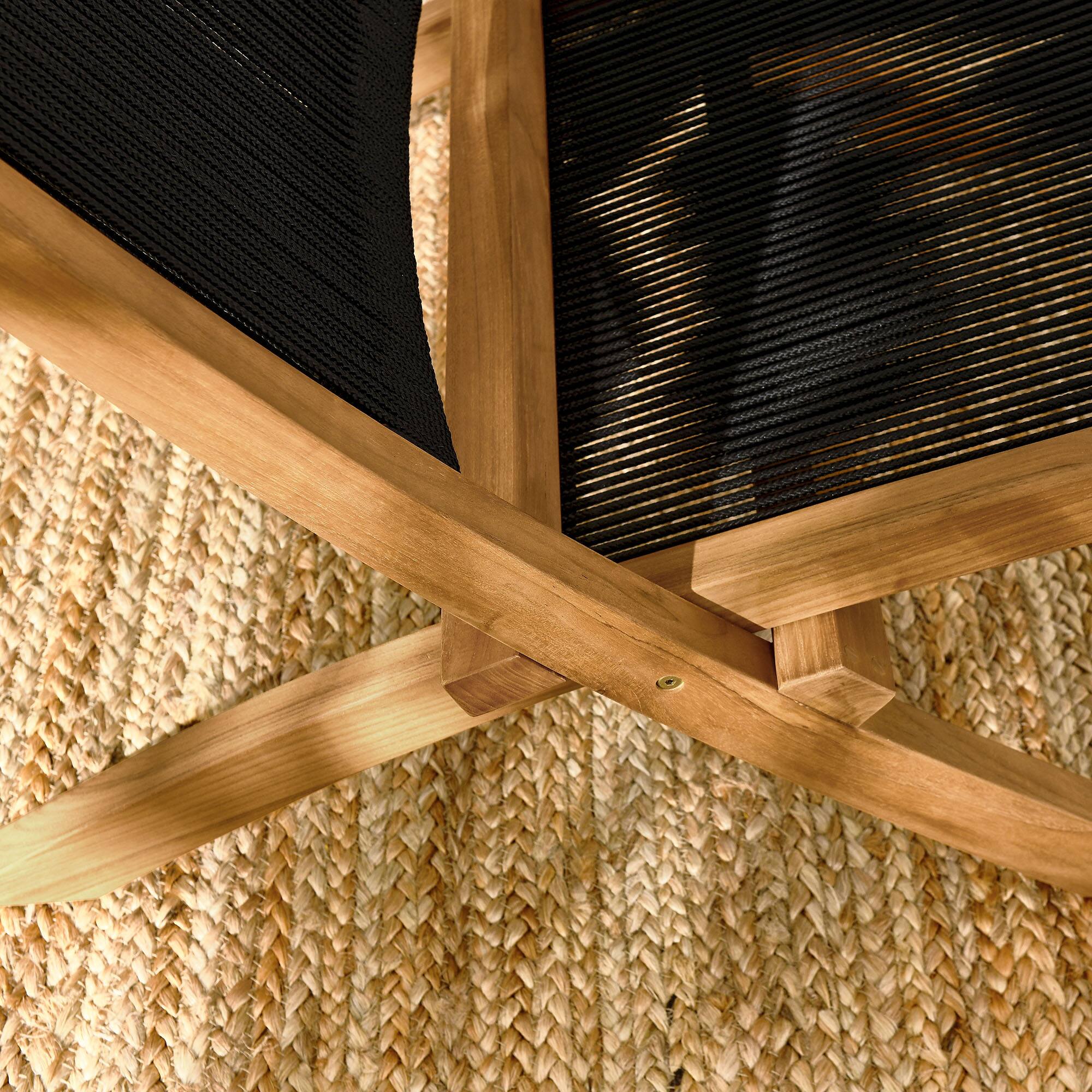 Alt View 2. Modway - Vienna Outdoor Patio Teak and Rope Folding Accent Lounge Chair by Modway - Natural Black.