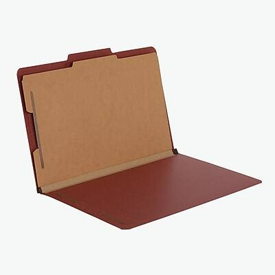 Alt View 1. Pendaflex - Pressboard Classification Folders, 1-Divider, 2" Expansion, Legal Size, Brick Red, 10/Box  - Red.
