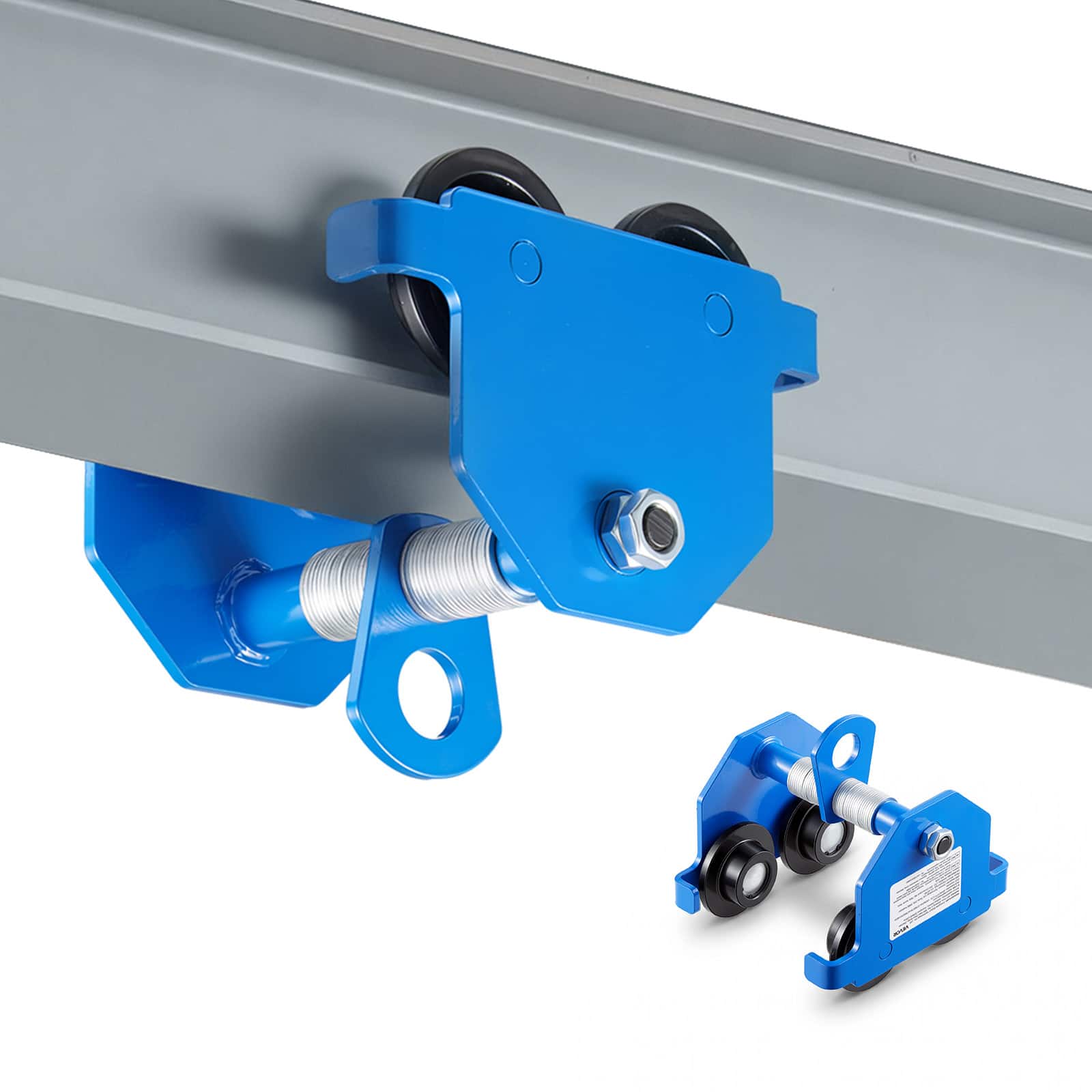 "VEVOR - Manual Trolley, 1100 lbs/0.5 Ton Capacity, Push Beam Trolley with Dual Wheels, Adjustable for I-Beam Flange Width 2.1"" - Blue" price history on PriceWatchPro