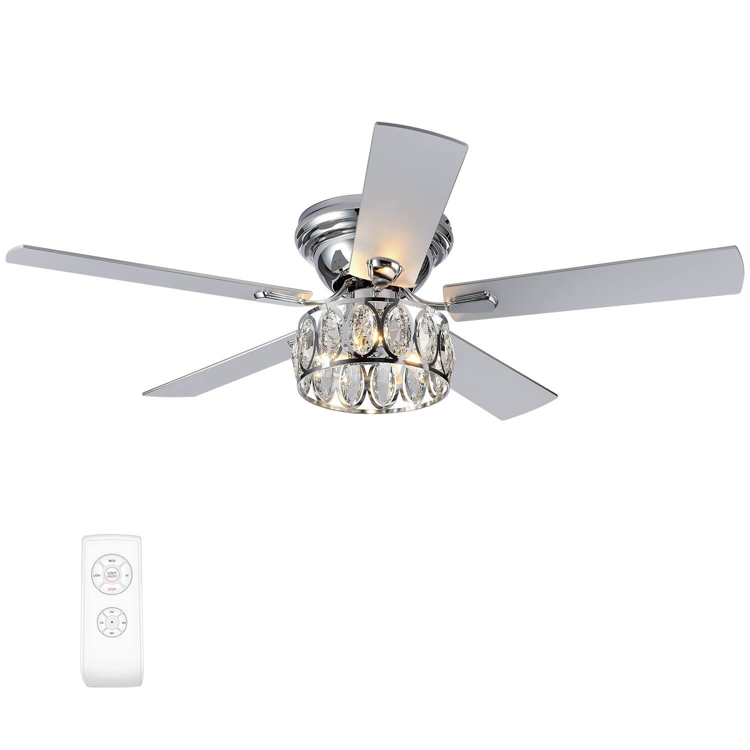 Breezary 52'' Flush Mount Ceiling Fan with Light Kit, Low Profile