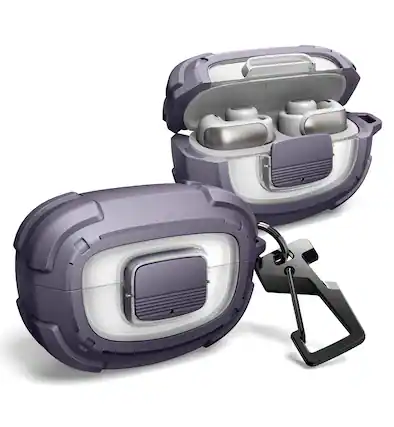 Front. Dexnor - For Bose Ultra Open Case with Drop-Proof Lock, Carabiner, Keyring, Cleaner Kit, Shockproof Bumper Protective Cover - Phantom Purple.