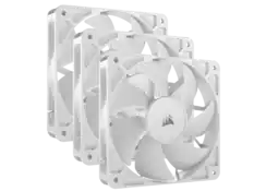 Front. CORSAIR - CORSAIR RS120 PWM 120mm Triple Pack - White, AirGuide, Magnetic Bearing - White.