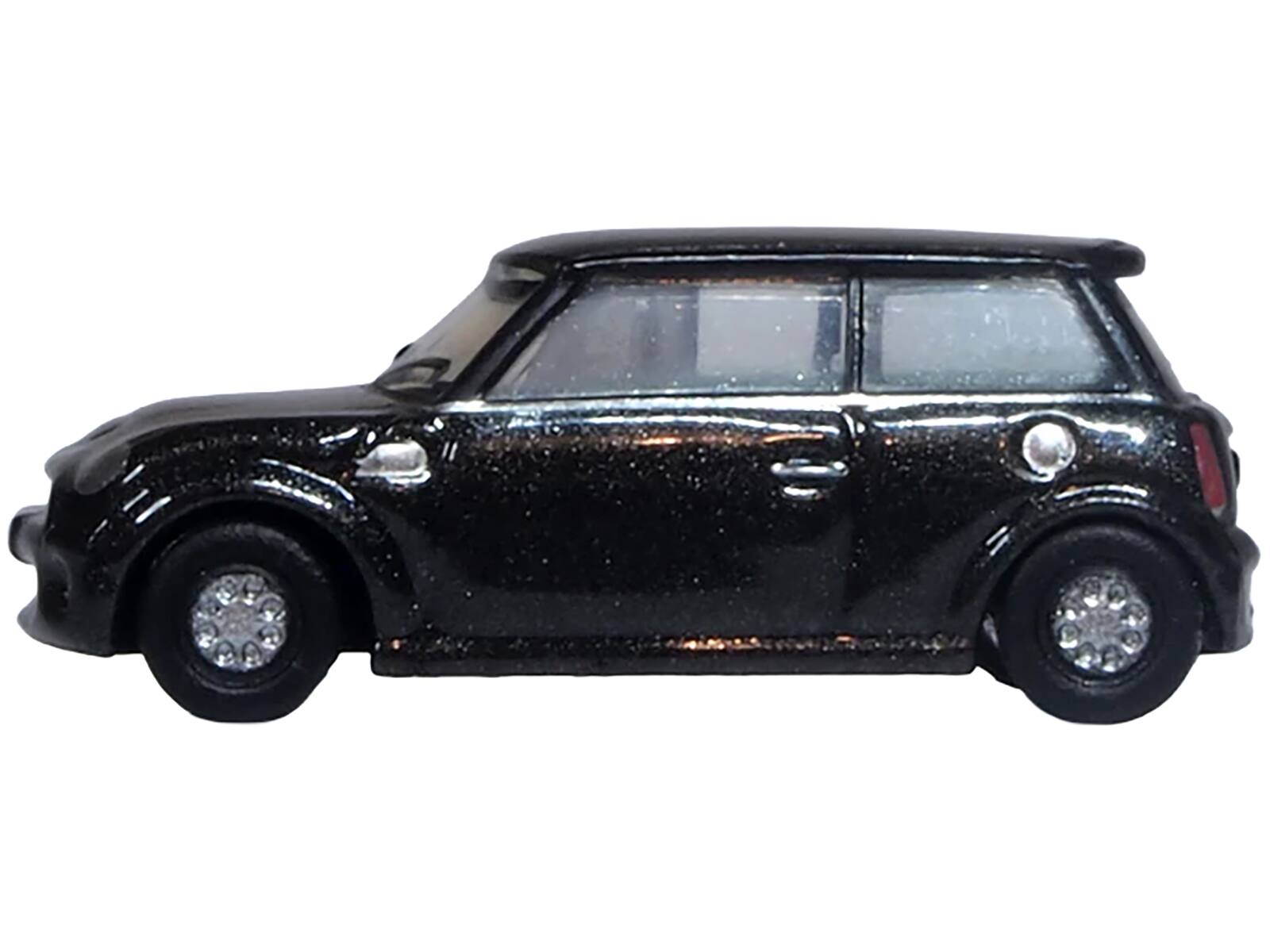 Alt View 2. Oxford Diecast - Mini Cooper S RHD (Right Hand Drive) Midnight Black with Silver Stripes 1/148 (N) Scale Model Car by Oxford Diecast.