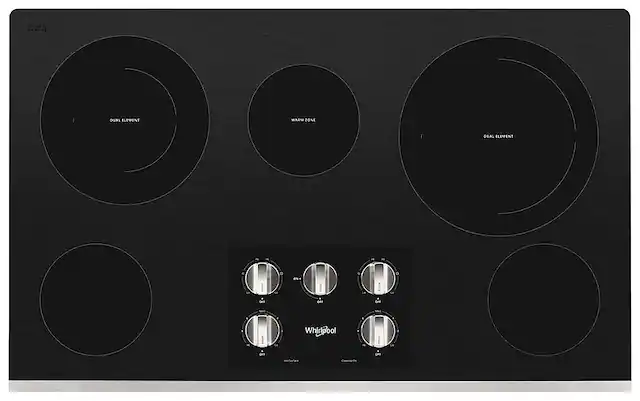Front. Whirlpool - 36" Electric Cooktop - Stainless Steel.