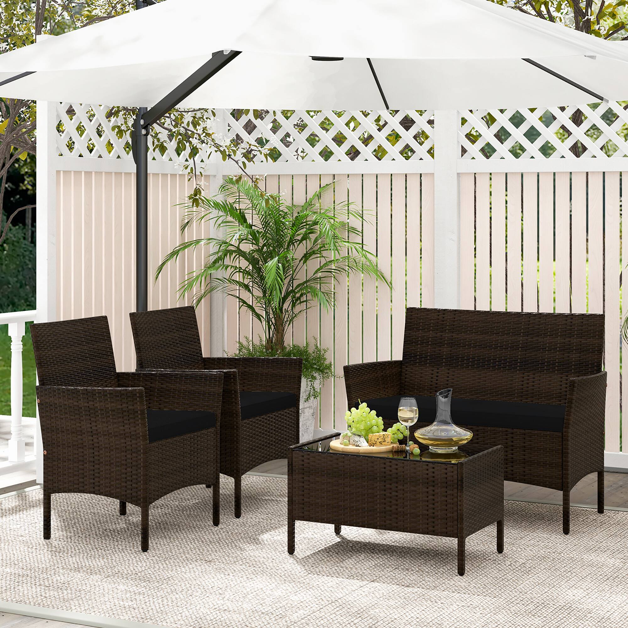 Alt View 4. Gymax - Gymax 8 Piece Patio Rattan Conversation Set Outdoor Wicker Furniture Set w/ Chair - Mix Brown, Black.