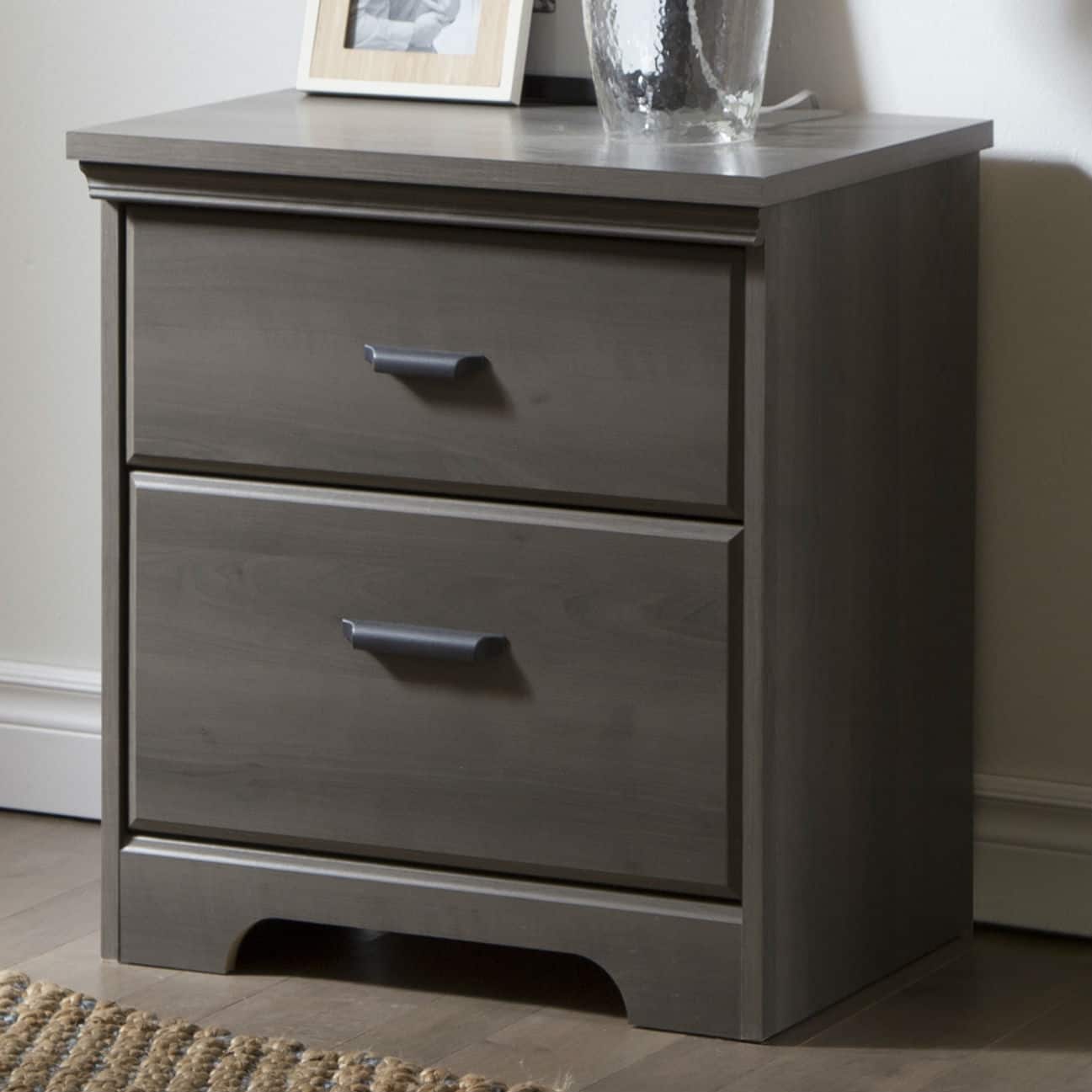 Hivvago - 2-Drawer Bedroom Nightstand - Grey Maple