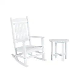 WestinTrends - Malibu Outdoor Patio Porch Rocking Chair with Side Table Set - White