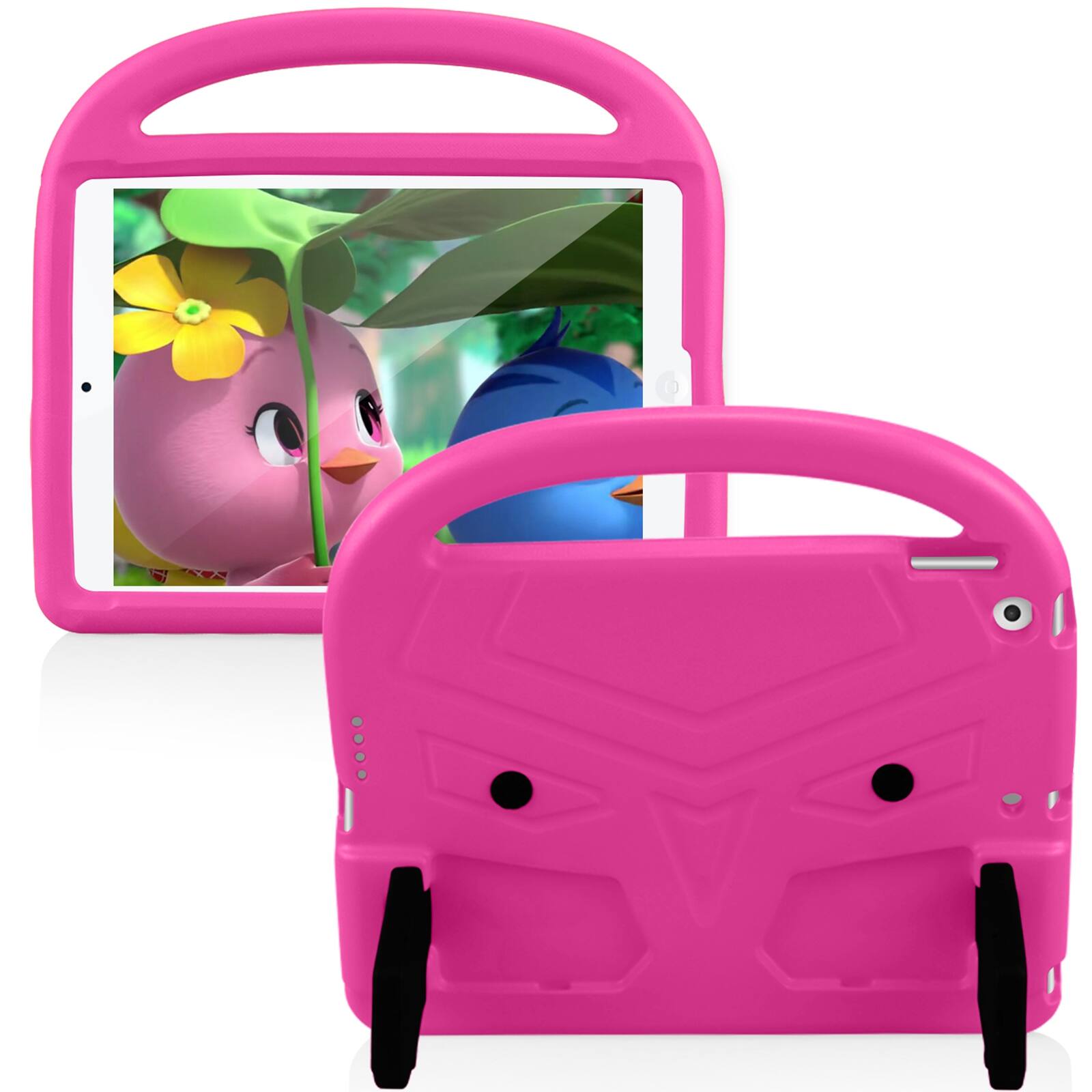 Front. UUCOVER - Kids Case for iPad 9th 8th 7th Generation 10.-inch (2021/2020/2019),Shockproof EVA Case Handle Kickstand Cover - Rose.