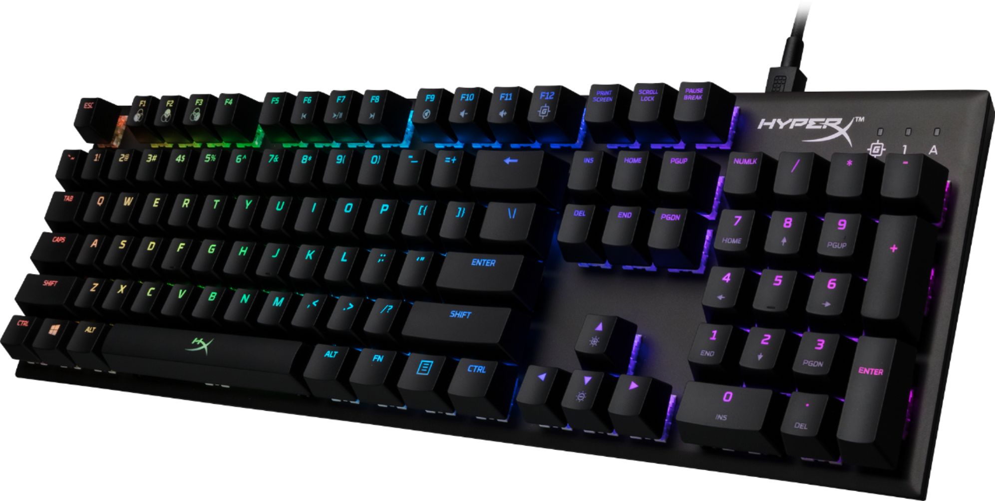 Left View: HyperX - Alloy FPS Full-size Wired Mechanical Kailh Speed Silver Switch Gaming Keyboard with RGB Back Lighting - Black