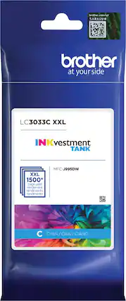 Front. Brother - LC3033C XXL Super High-Yield INKvestment Tank Ink Cartridge - Cyan.
