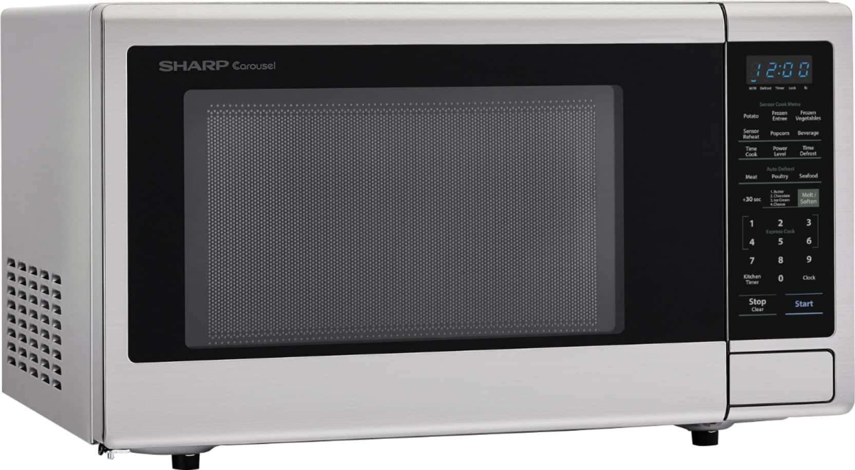 Angle. Sharp - Carousel 2.2 Cu. Ft. Microwave with Sensor Cooking - Stainless Steel.