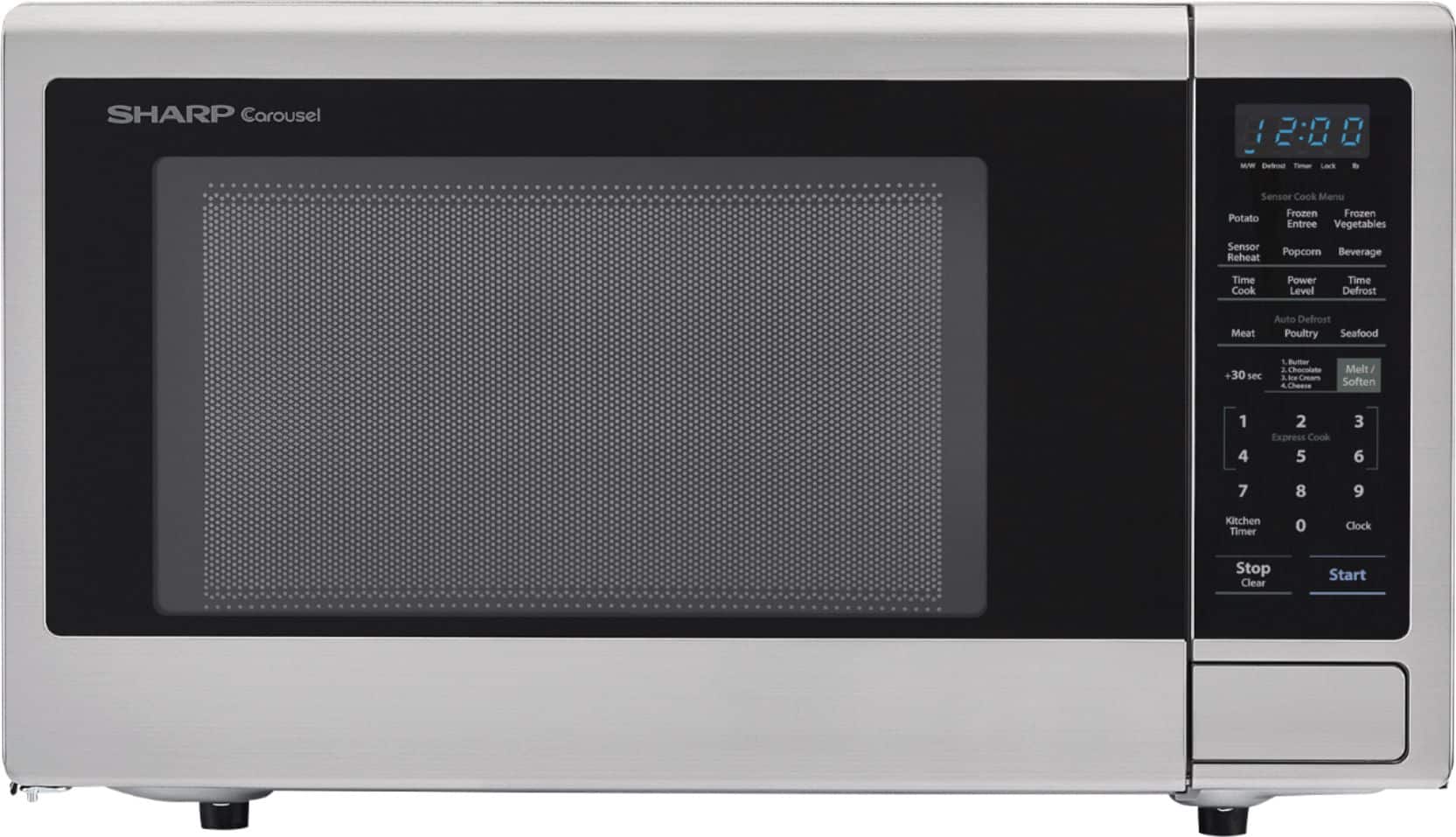 Front. Sharp - Carousel 2.2 Cu. Ft. Microwave with Sensor Cooking - Stainless Steel.
