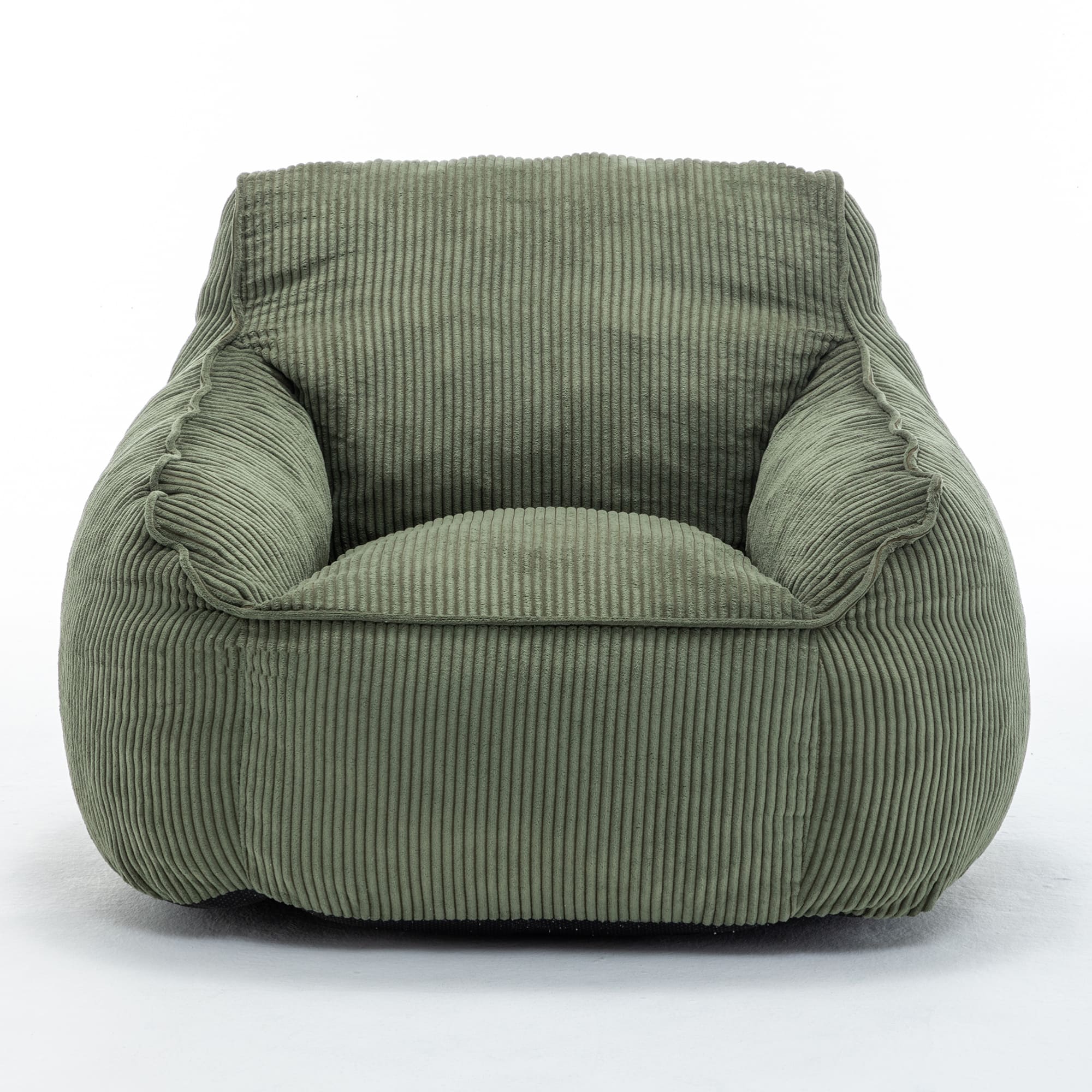GOODSILO - Large Corduroy Bean Bag Sofa Chair with Armrests and Included Filler for Living Room and Bedroom - Green