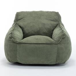 GOODSILO - Large Corduroy Bean Bag Sofa Chair with Armrests and Included Filler for Living Room and Bedroom - Green