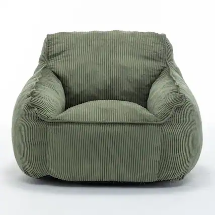 Front. GOODSILO - Large Corduroy Bean Bag Sofa Chair with Armrests and Included Filler for Living Room and Bedroom - Green.