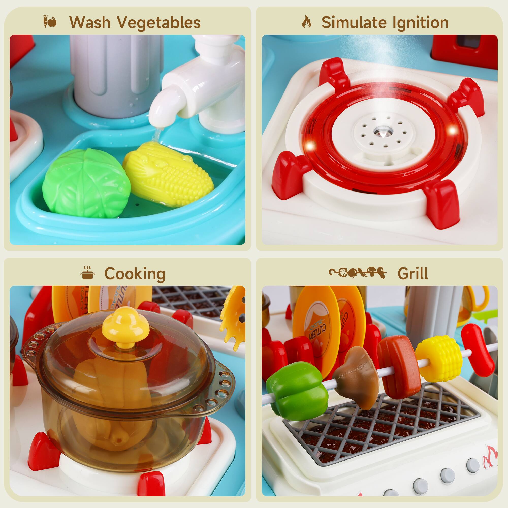 - Wash Vegetables
- Simulate Ignition
- Cooking
- Grill