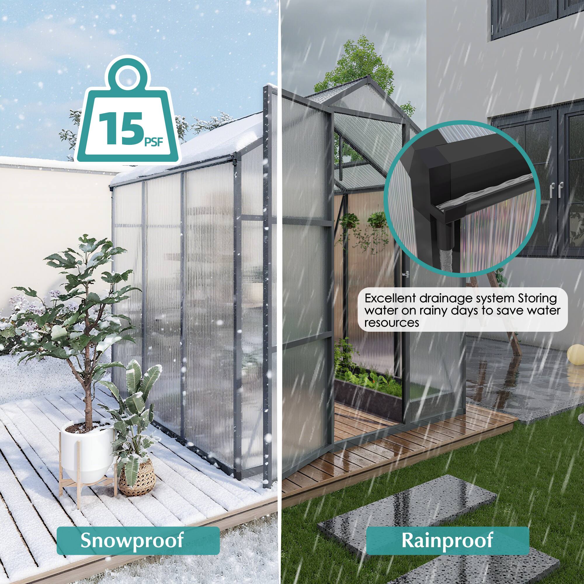 15 PSF

Excellent drainage system. Storing water on rainy days to save water resources.

Snowproof
Rainproof