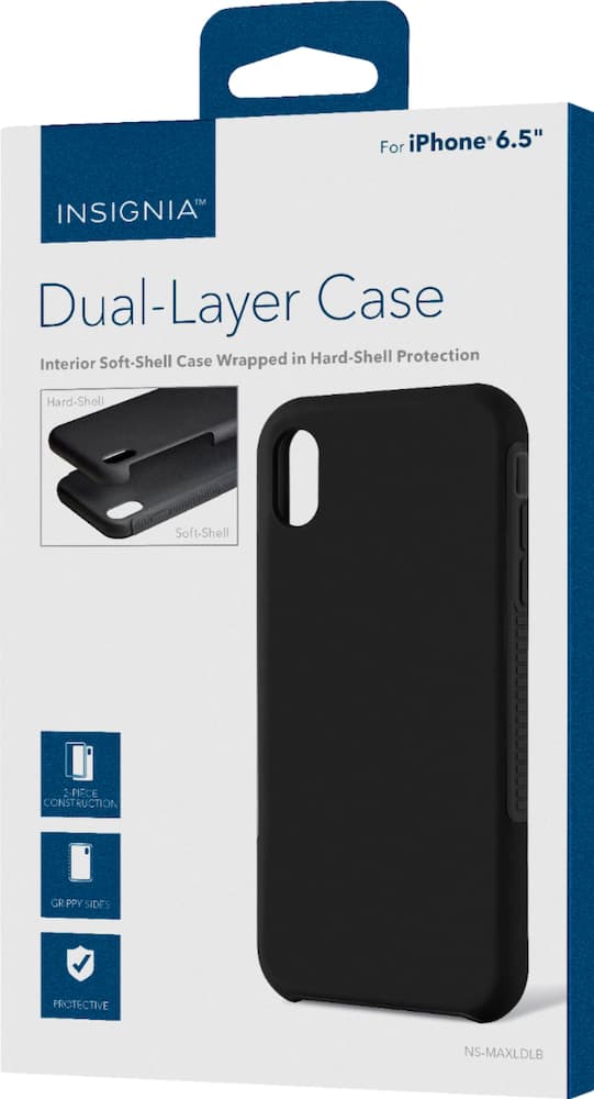 insignia - dual layer case for apple iphone xs max - black insignia - dual layer case for apple iphone xs max - black