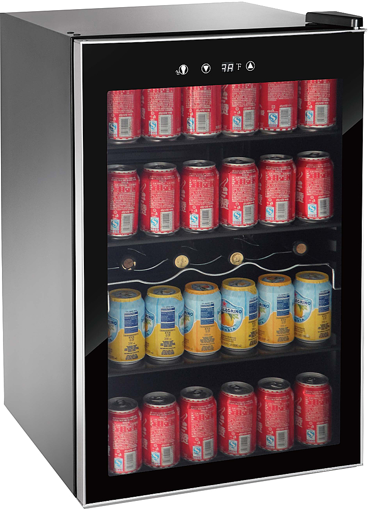 Angle View: Café - 14-Bottle 126-Can Built-In Beverage Center with WiFi - Matte Black