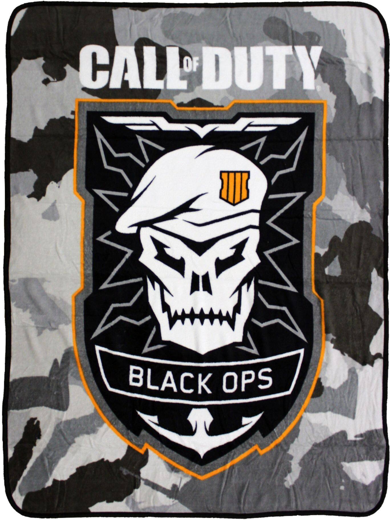 Best Buy Call of Duty Plush Throw Black Gray Orange A3624T