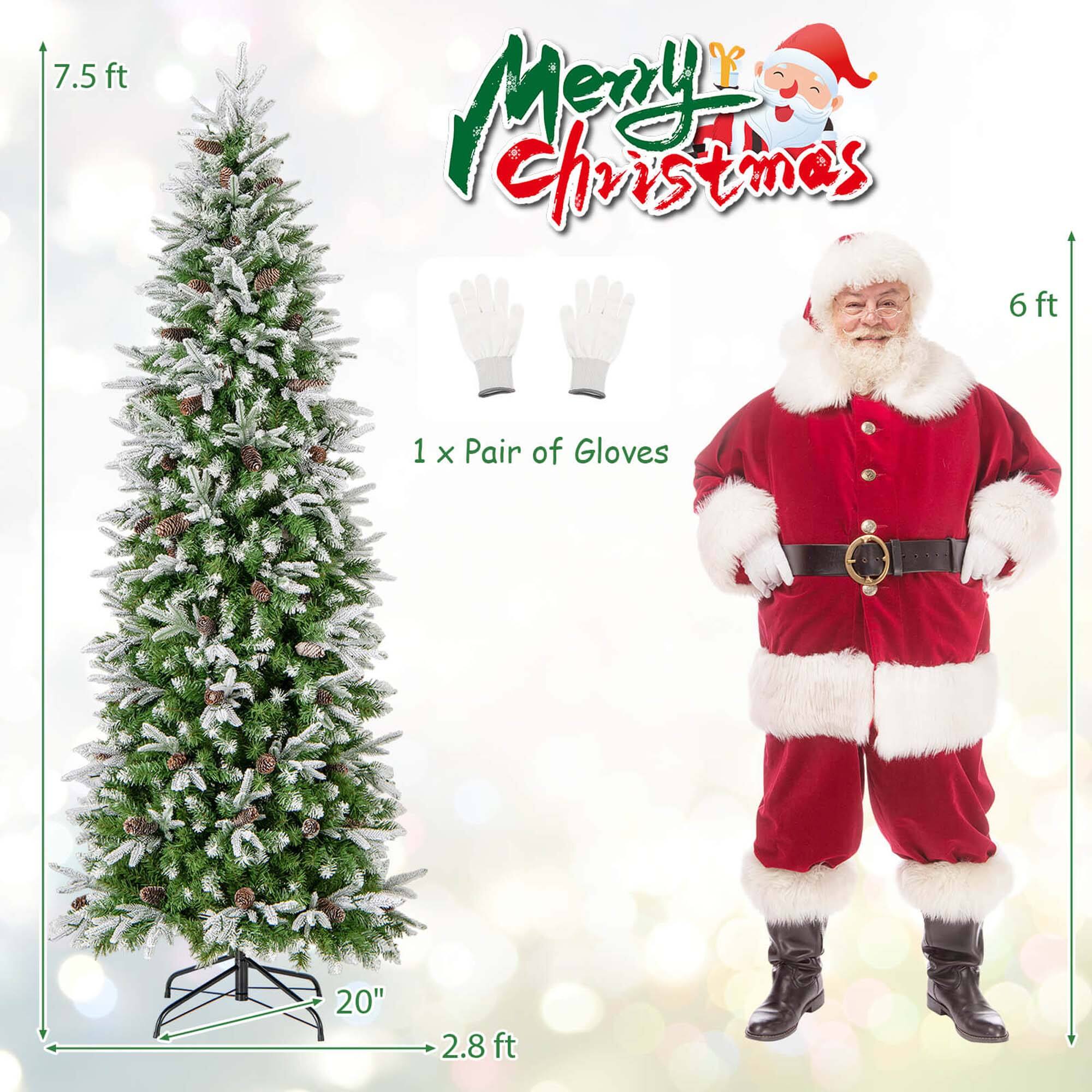 Merry Christmas 7.5ft Christmas Tree 6ft 1 X Pair of Gloves 20" 2.8ft