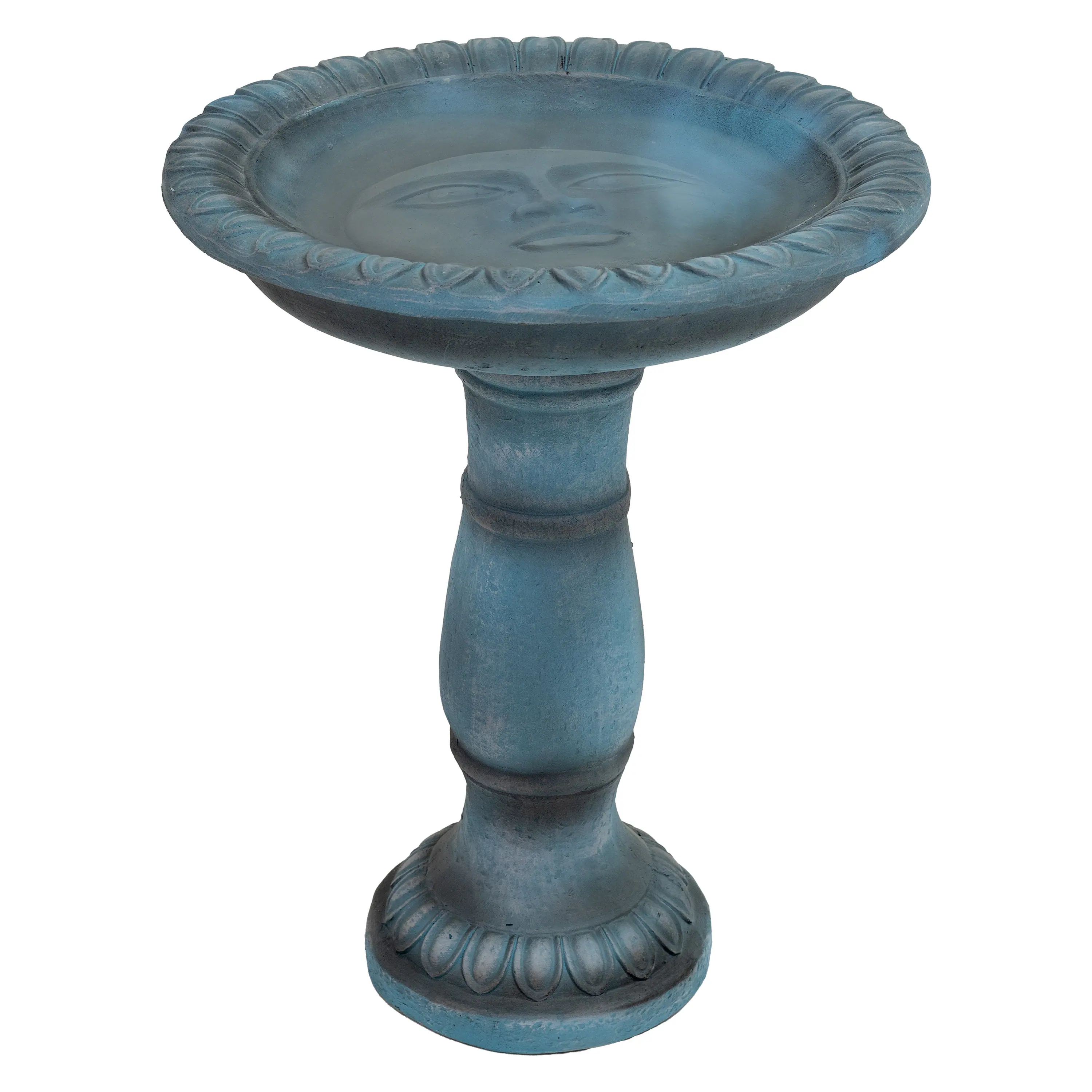 Alt View 9. Sunnydaze - Facade du Soleil Reinforced Concrete Bird Bath - 26 in - Patina Green.