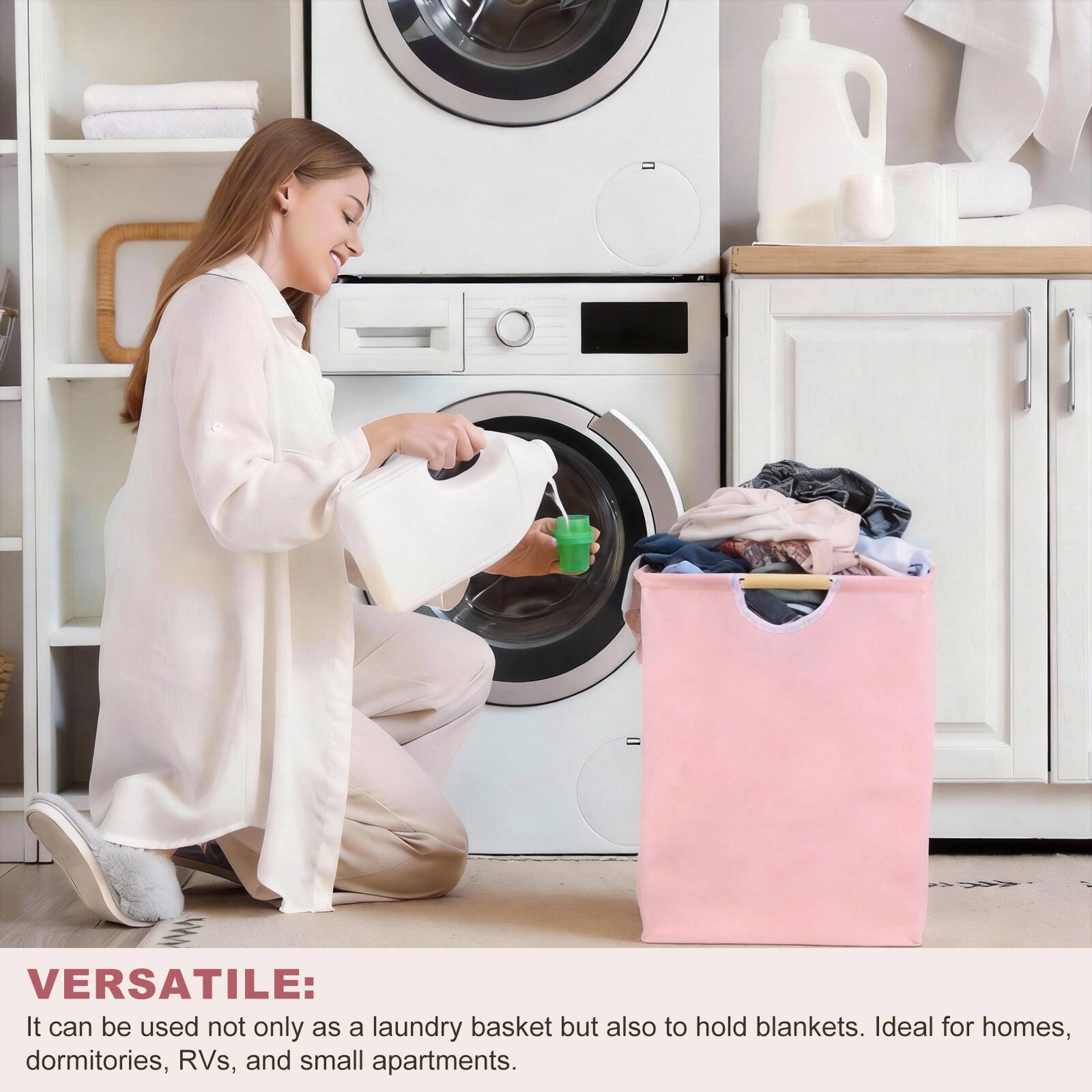 VERSATILE: It can be used not only as a laundry basket but also to hold blankets. Ideal for homes, dormitories, RVs, and small apartments.