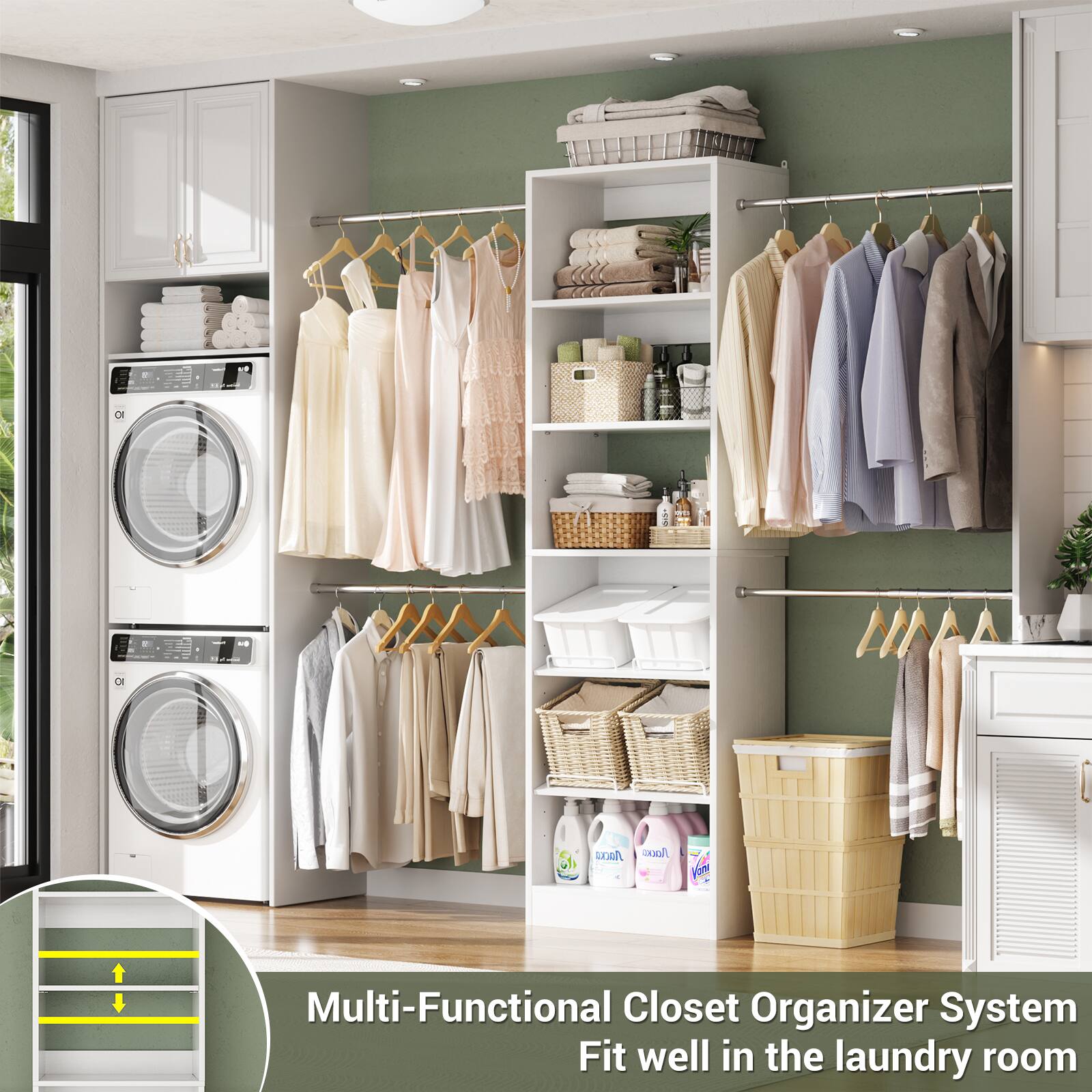 Multi-Functional Closet Organizer System  
Fit well in the laundry room