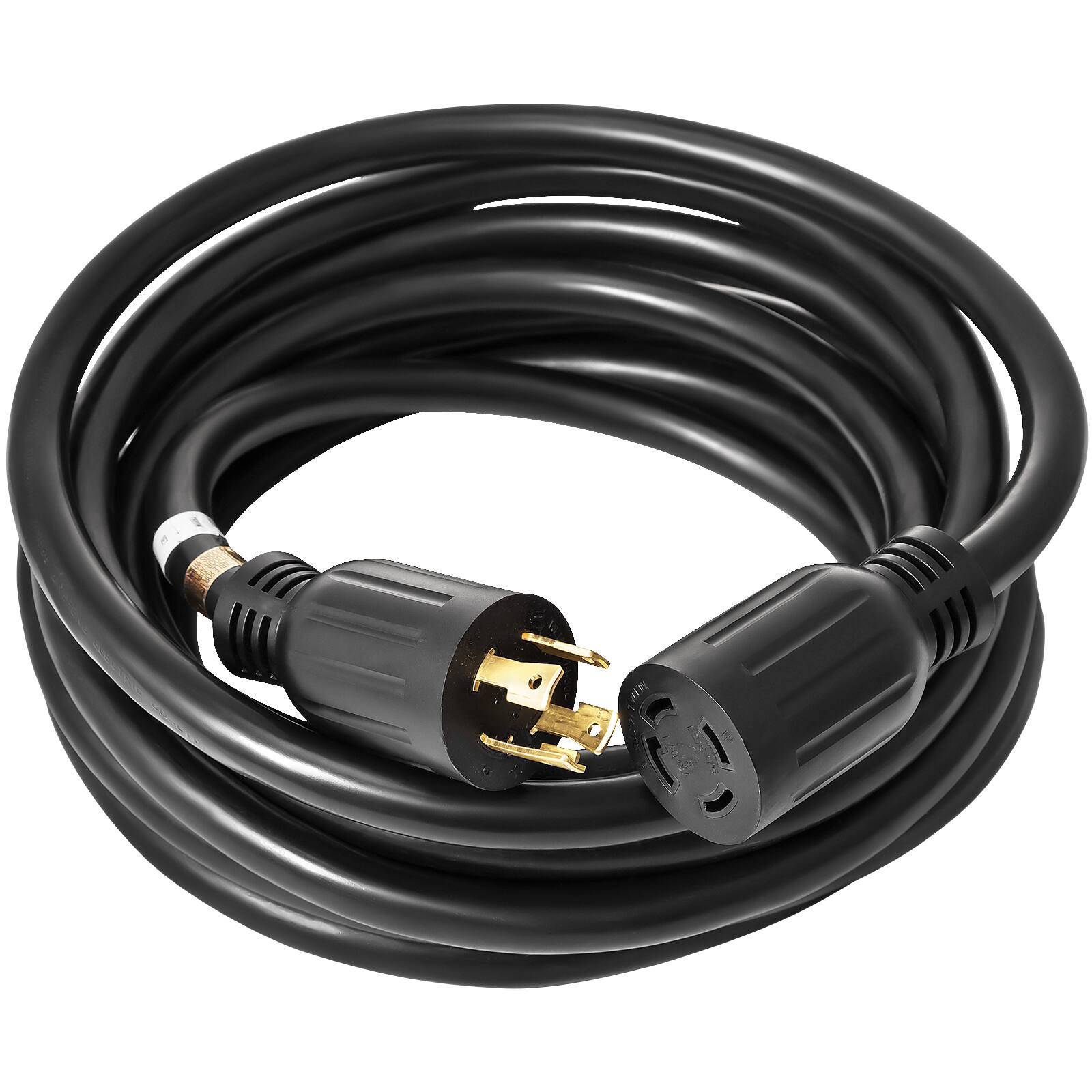Alt View 5. VEVOR - 50 FT 30 Amp Generator Extension Cord SJTW 10 AWG 4 Prong, NEMA L14-30P 125/250V Heavy Duty Generator Power Cord - Black.