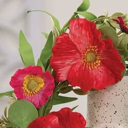 Left. BreeBe - Sunset Poppy & Wildflower Candle Ring - 6.5" - Red, Green.