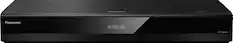 Front. Panasonic - Streaming 4K Ultra HD Hi-Res Audio with Dolby Vision 7.1 Channel DVD/CD/3D Wi-Fi Built-In Blu-Ray Player, DP-UB820-K - Black.